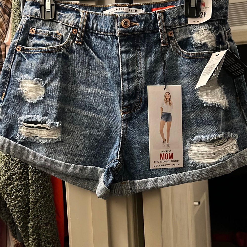 Light blue denim shorts